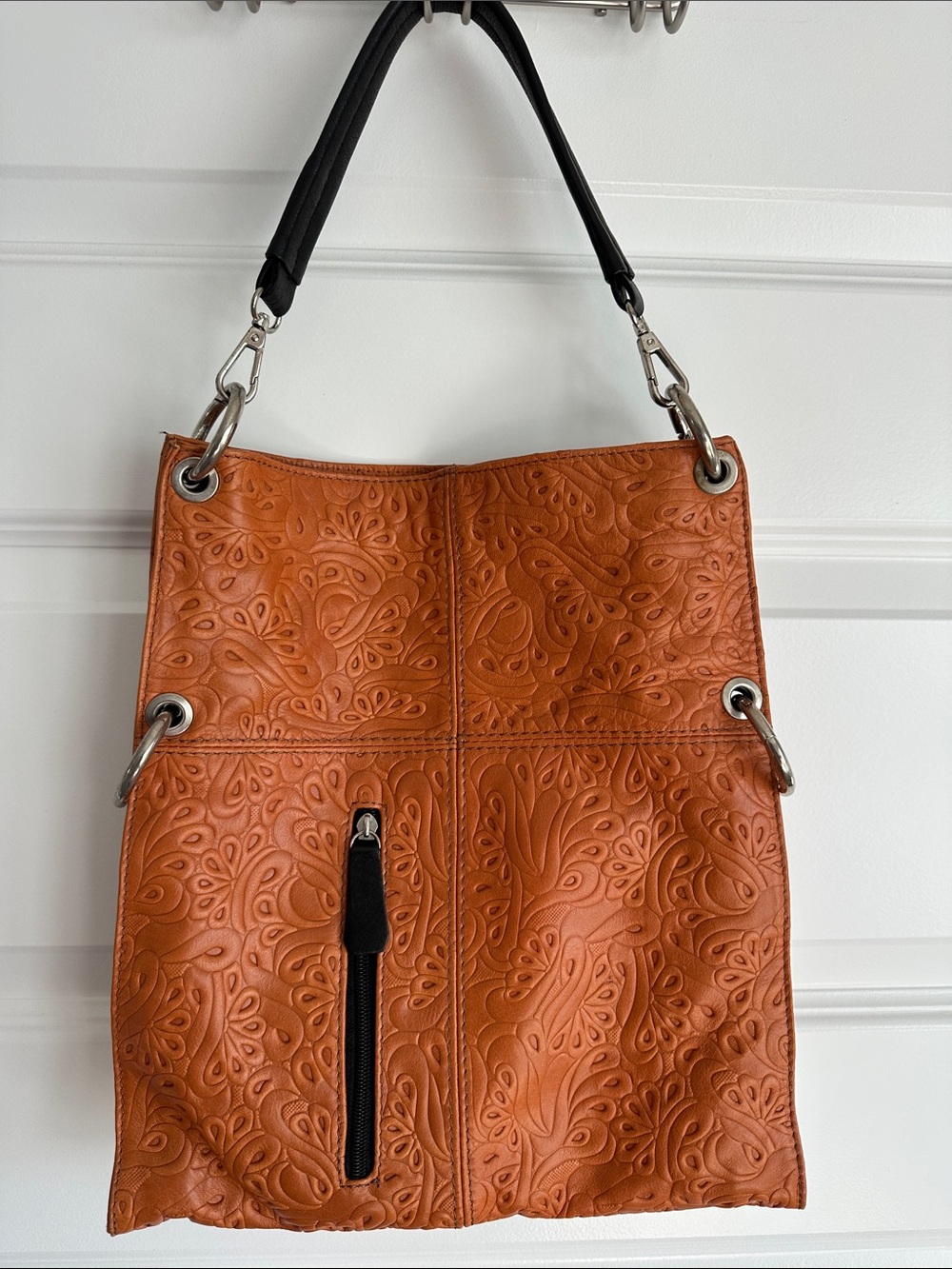 Lavorazione Artiziale Embossed Leather Tote Bag in Cognac